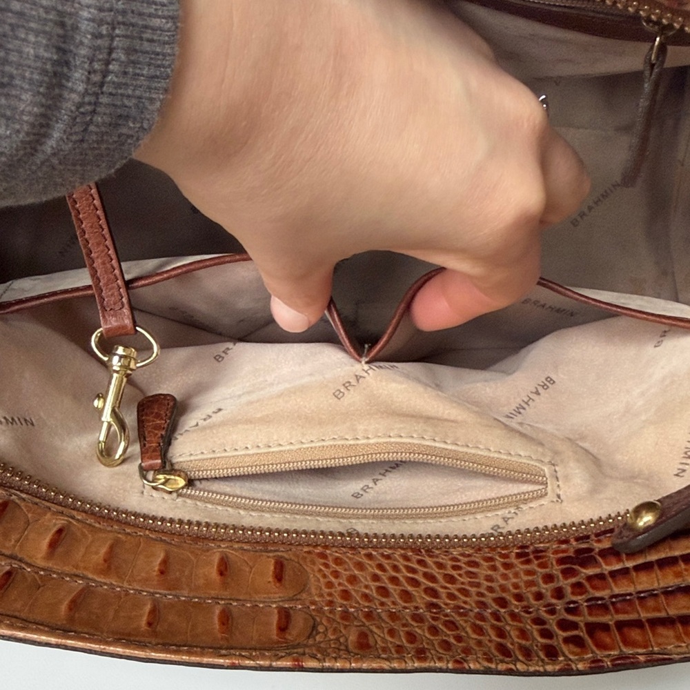 Brahmin Brown Crocodile-Embossed Handbag - Picture 14 of 15